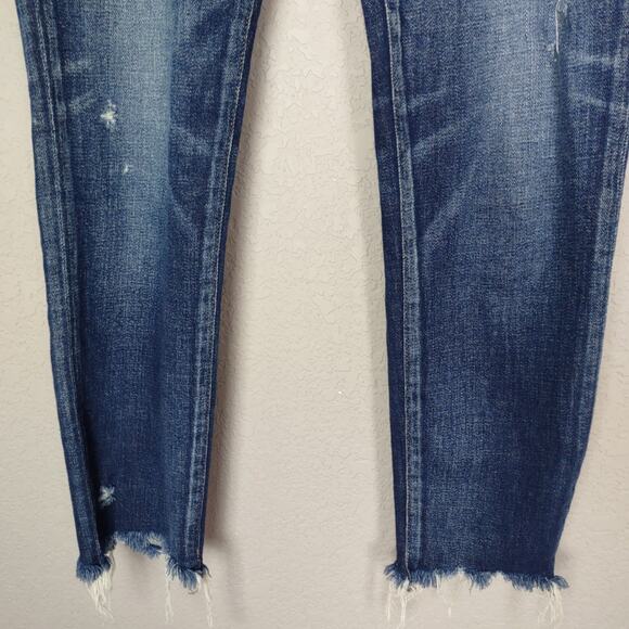 MOUSSY Vintage CHECOTAH SKINNY Distressed Dark Rinse Jeans Size 28 - Picture 13 of 16